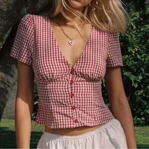 NO LONGER FOR SALE

Princess Polly Red Gingham Button-Front
